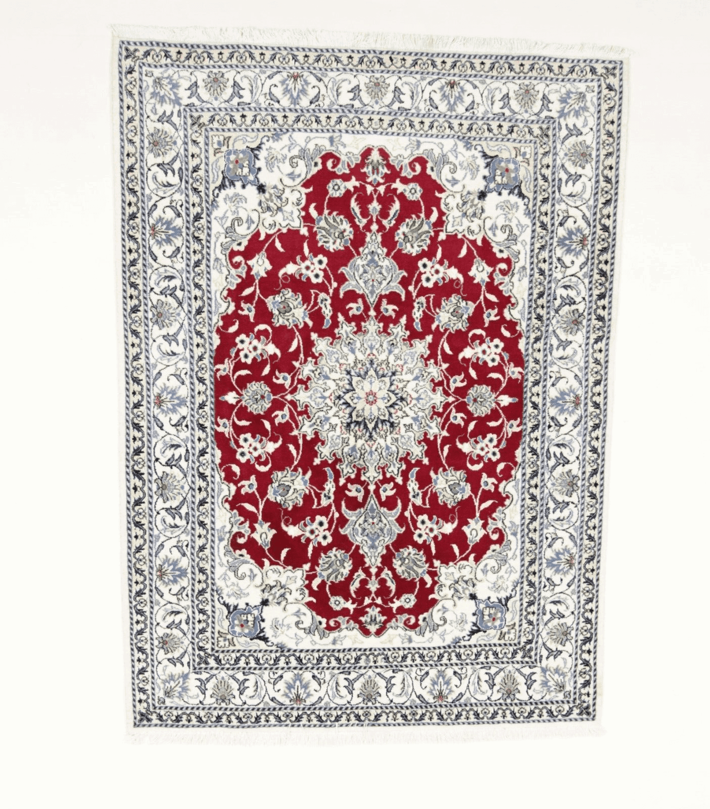 **Wunderschöner Orientteppich super Nain 202x148 cm - 300.000 Knoten/m² - 90% Schurwolle & 10% Seide - Handgeknüpft - Perserteppich**