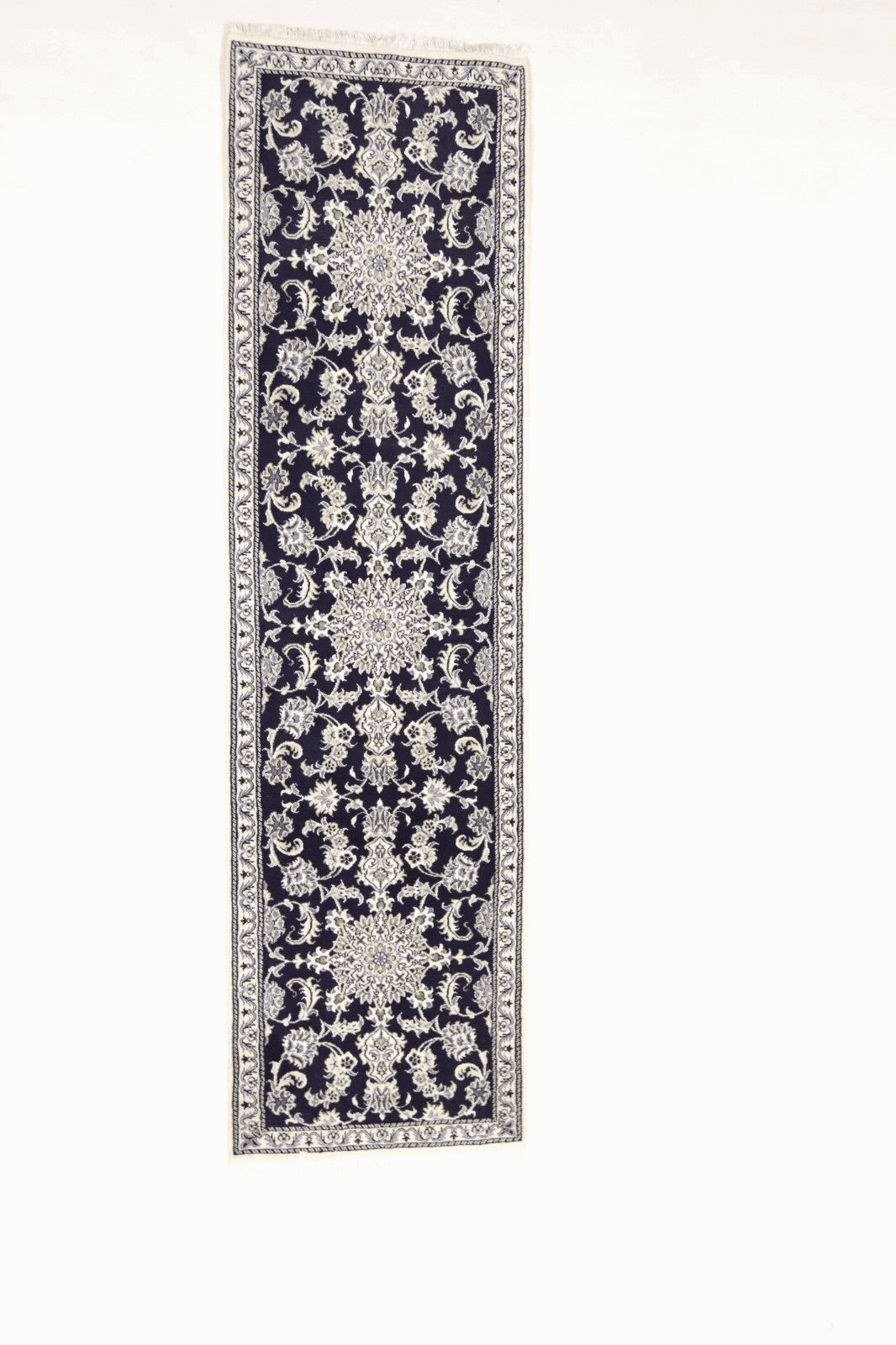 Wunderschöner Orientteppich Super Nain 280 x 77 cm – 300.000 Knoten/m², 90% Schurwolle & 10% Seide, handgeknüpft, Perserteppich Läufer