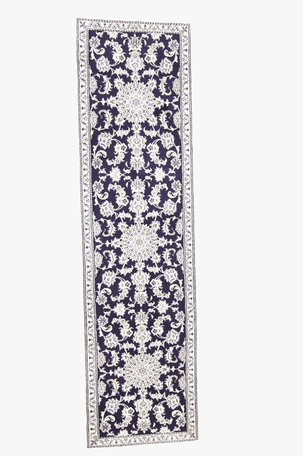 Wunderschöner Orientteppich Super Nain 290 X 77 CM | Knotenzahl: ca. 300.000/m² | 90% Schurwolle, 10% Seide, Handgeknüpft, Perserteppich Läufer