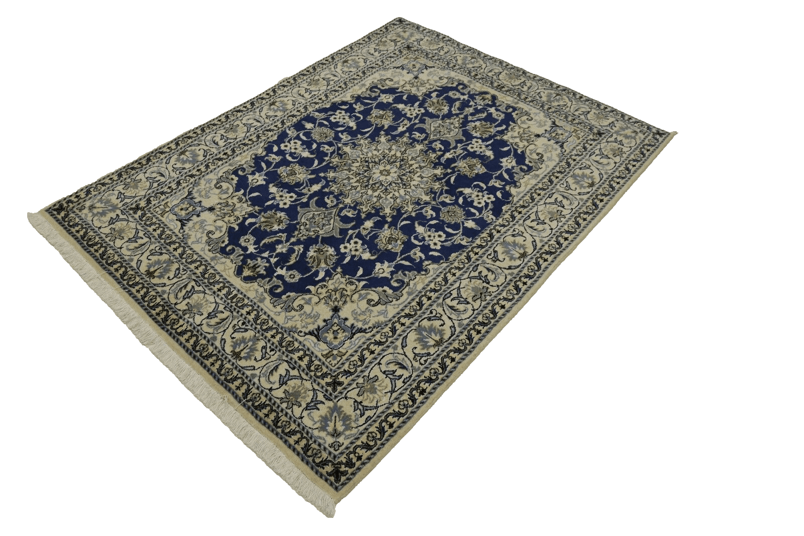 Wunderschöner Orientteppich Super Nain mit Seide 196 x 150 CM, ca. 300000 Knoten/m², 90% Schurwolle, 10% Seide, handgeknüpft, Perserteppich