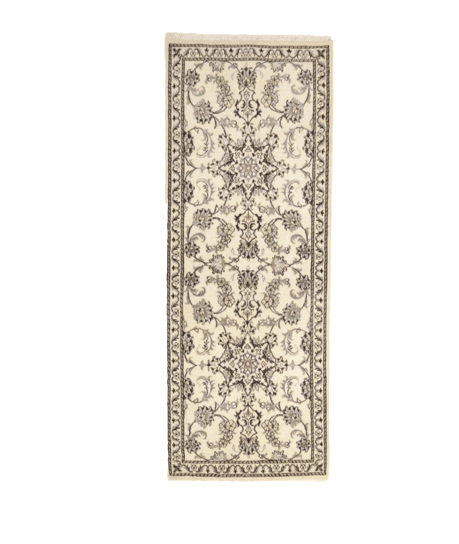 **Wunderschöner Orientteppich Super Nain mit Seide 200 x 76 cm – 300.000 Knoten/m² – Handgeknüpft – Perserteppich**