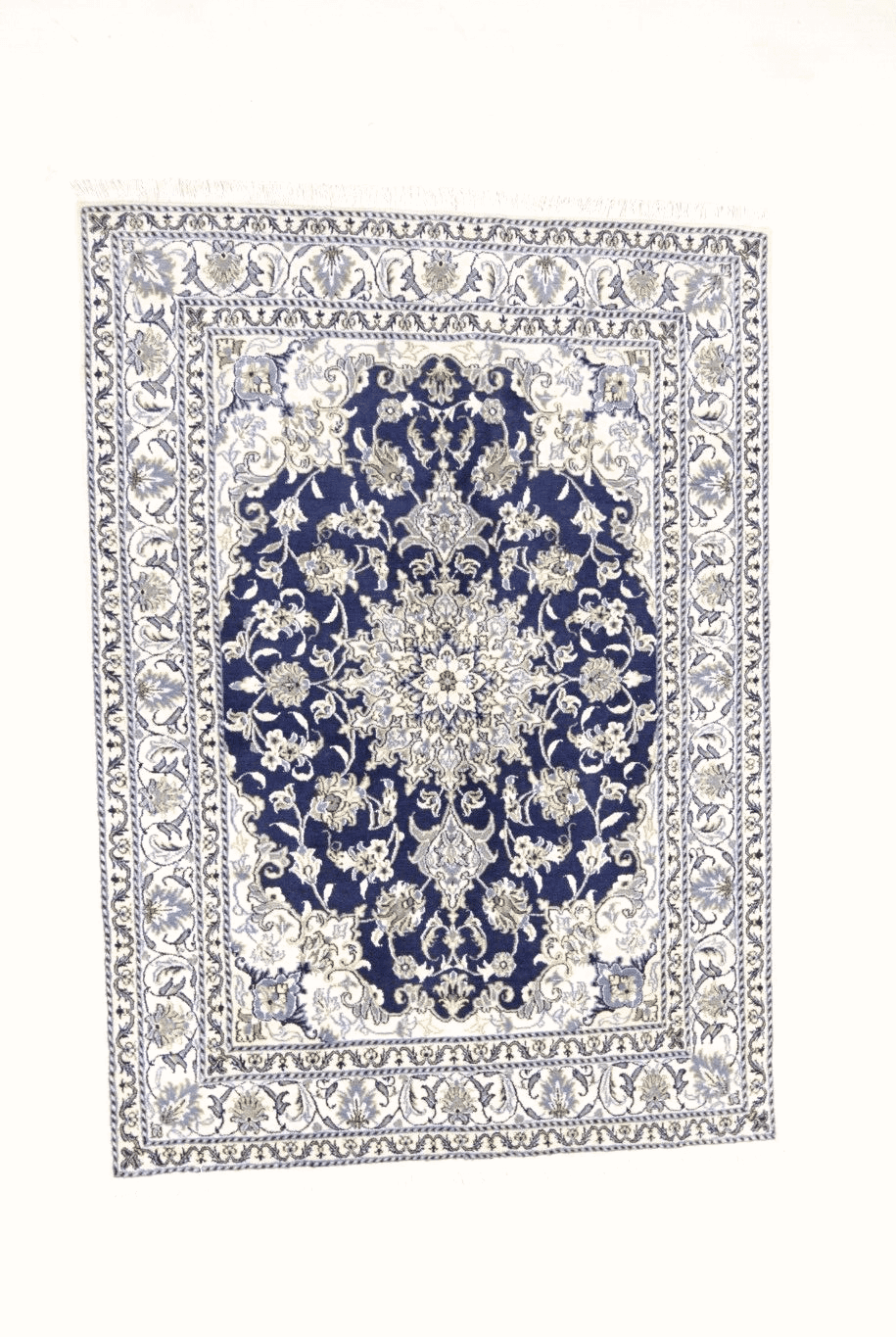 **Wunderschöner Orientteppich Super Nain mit Seide 204 x 144 CM, 300.000 Knoten/m², Handgeknüpft, Perserteppich**