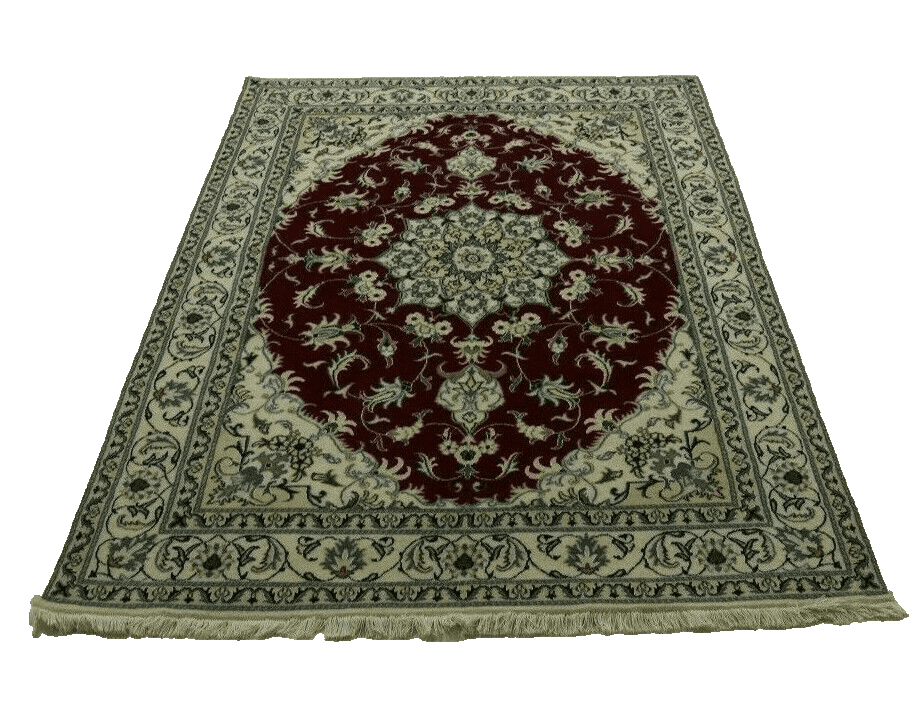 Wunderschöner Orientteppich Super Nain mit Seide (235 x 164 cm) – 300.000 Knoten/m², 90% Schurwolle, 10% Seide, sehr gut, handgeknüpft, Perserteppich