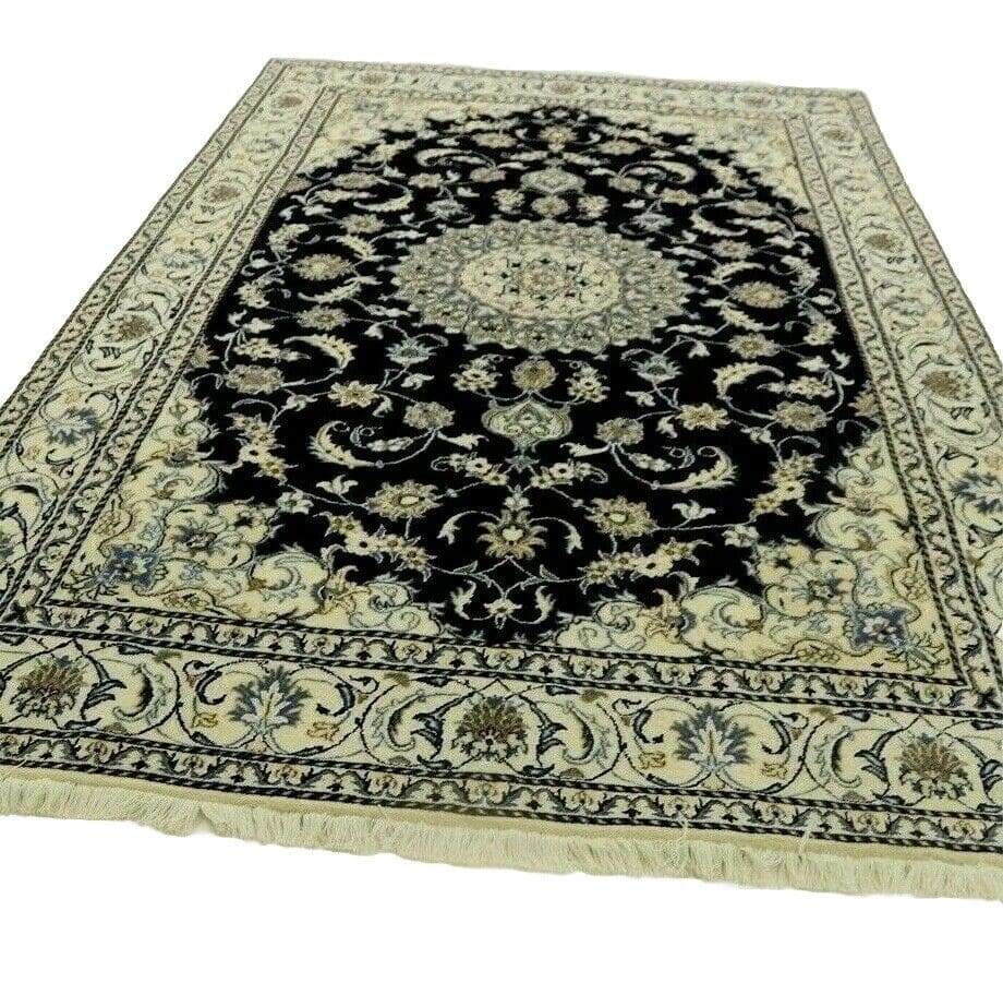 Wunderschöner Orientteppich Super Nain mit Seide (298 x 200 cm) – 300.000 Knoten/m², 90% Schurwolle, 10% Seide, sehr guter Zustand, handgeknüpft, Perserteppich