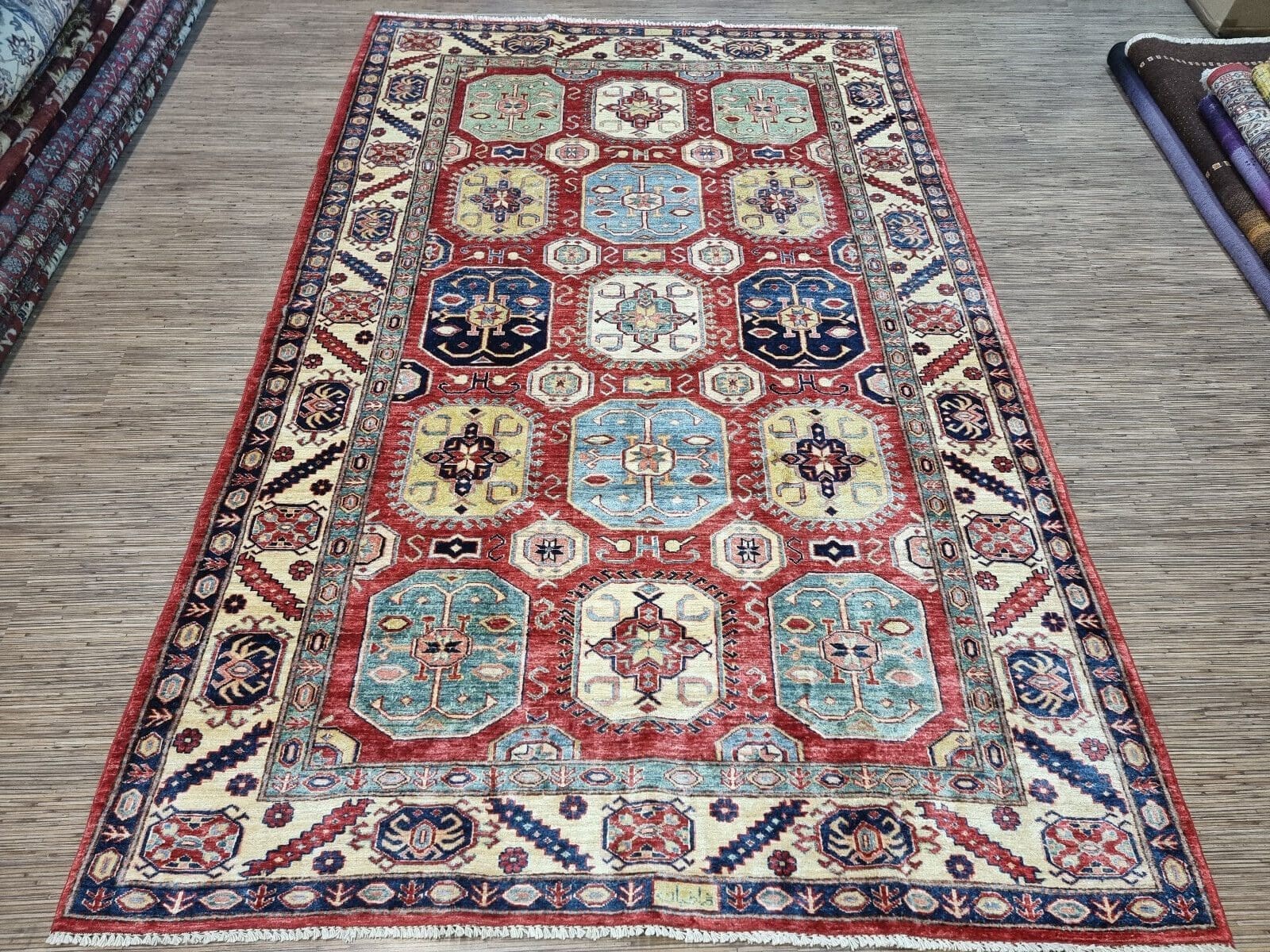 Wunderschöner Original Pakistanischer Kazak Teppich 278x180 cm – Handgeknüpft, Hochwertig, Frisch Gewaschen, Perserteppich
