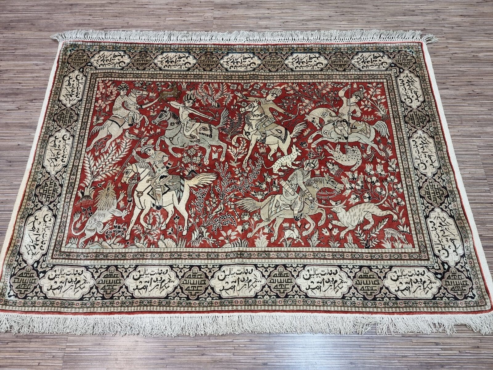 Wunderschöner Original Persischer Ghom Seide Teppich 153x109 cm², Ca. 700.000 Knoten/m², Sehr guter Zustand, handgeknüpft, Perserteppich