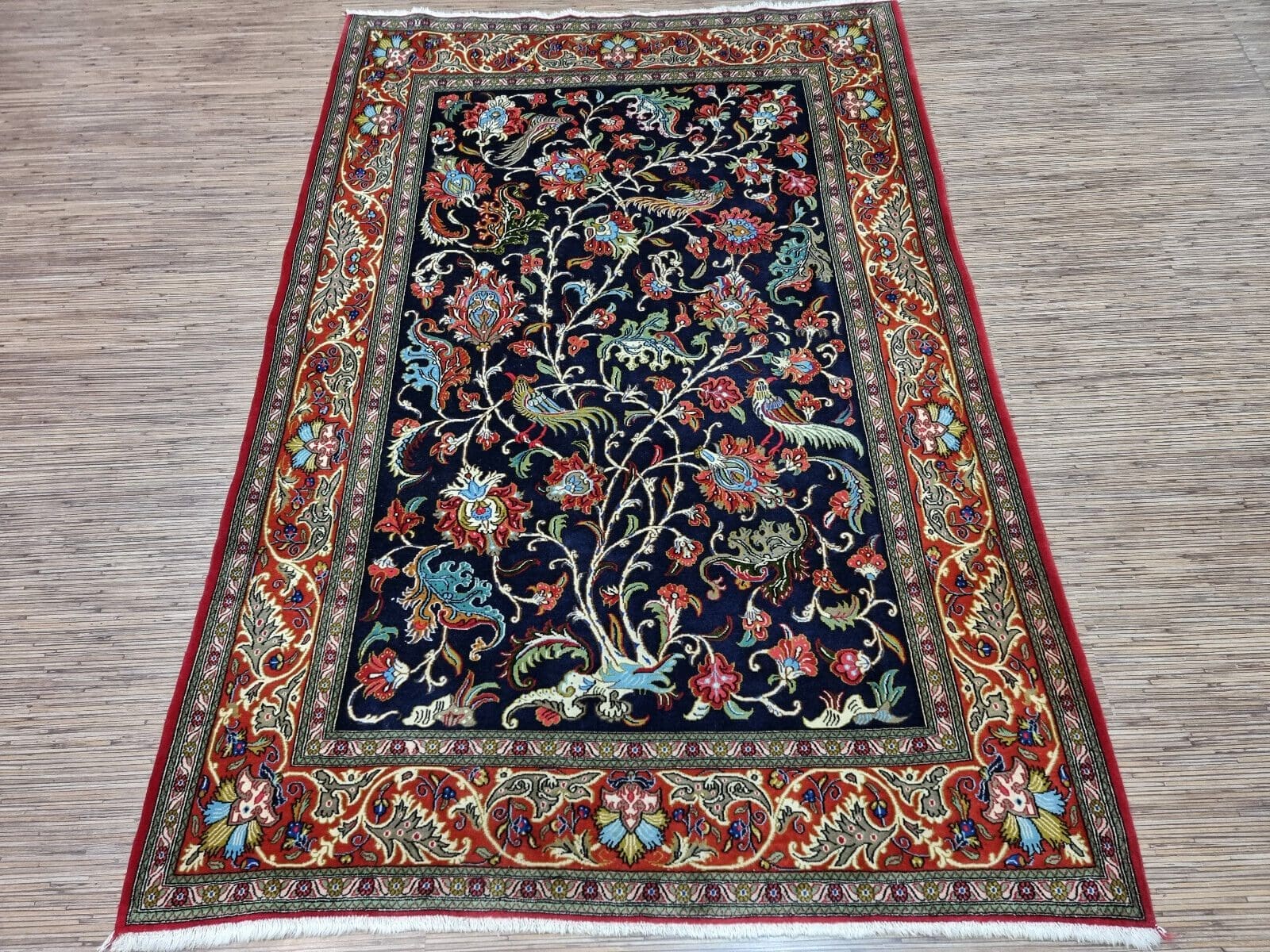 **Wunderschöner Original Persischer Ghom Teppich 203x138 cm - Handgeknüpft, Hochwertige Qualität, Sehr guter Zustand - Perserteppich**