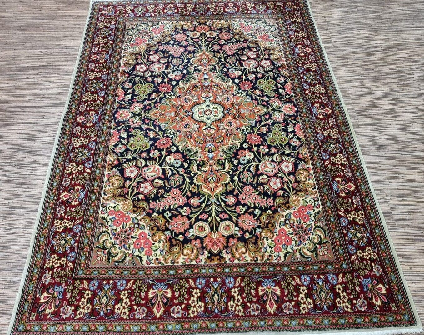 Wunderschöner Original Persischer Ghom Teppich 212x147 cm² - Handgeknüpft, Hochwertig, Sehr guter Zustand - Perserteppich