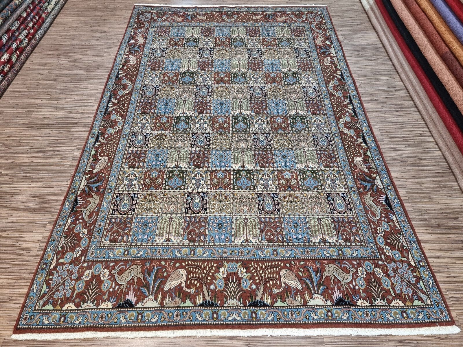 **Wunderschöner Original Persischer Moud, 297x192 cm, handgeknüpft, hoher Qualitätsstandard, einzigartiges Design, Perserteppich**