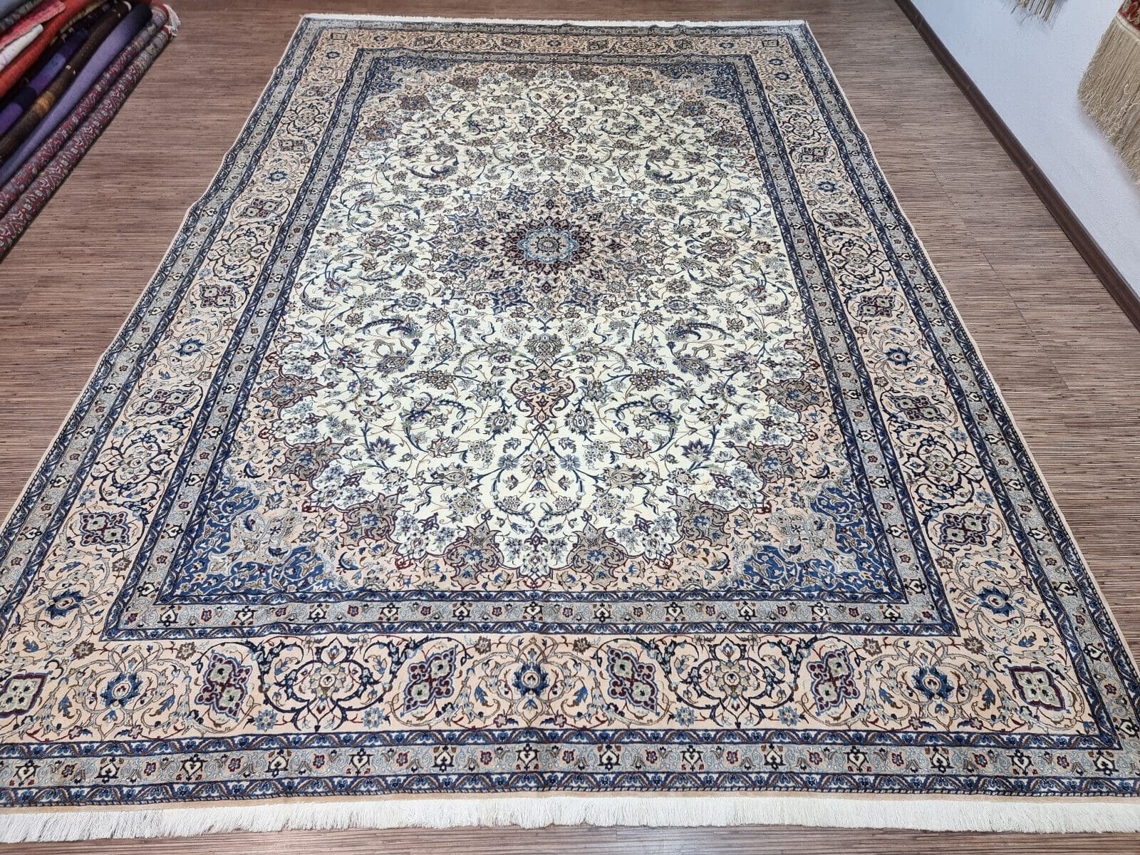 Wunderschöner Original Persischer Nain 6La, 368x261cm, 800.000 Knoten/m², handgeknüpft, Perserteppich H1