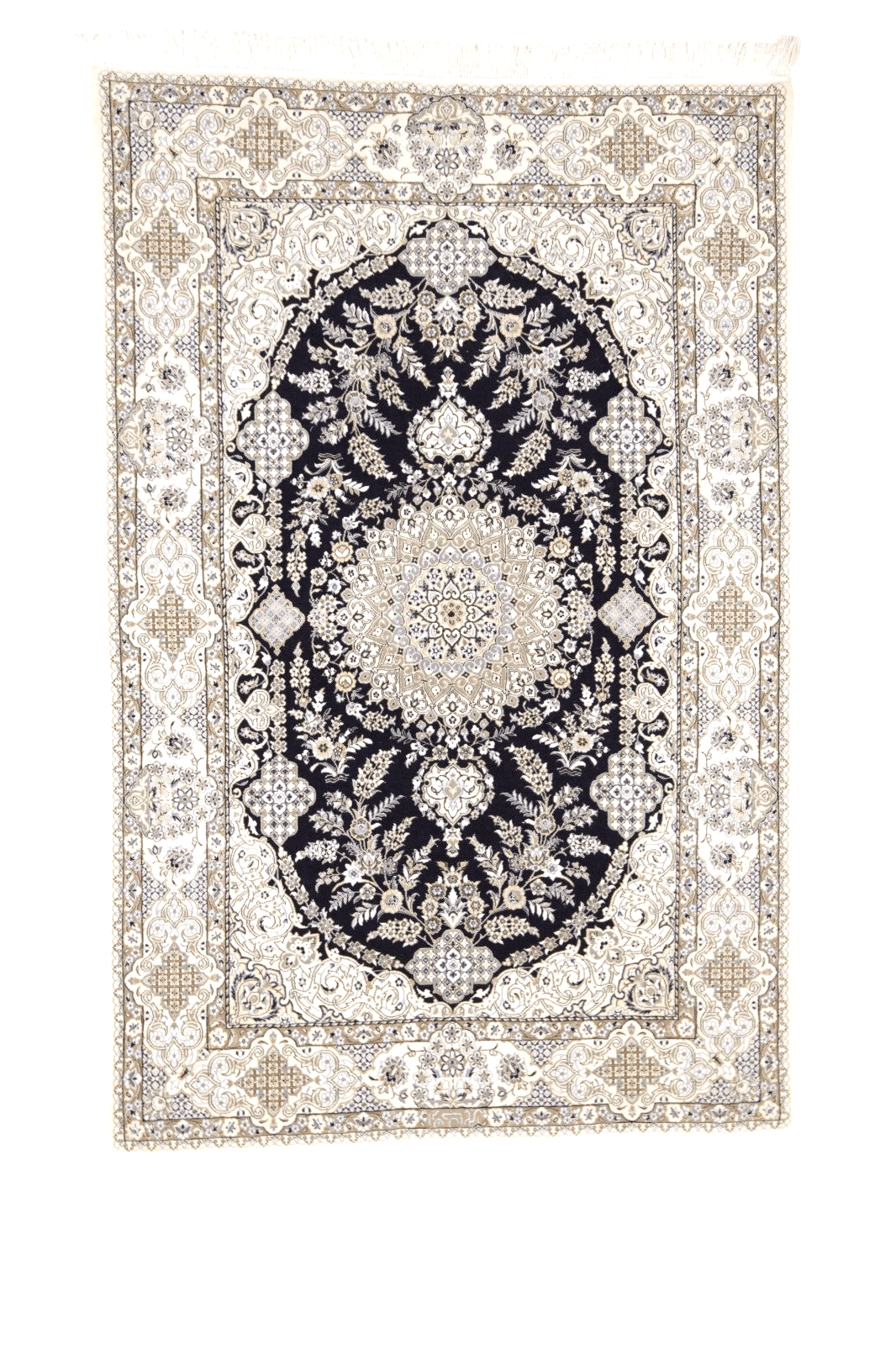 Wunderschöner Perserteppich 194 x 128 cm – 1000 Knoten/m² – Luxuriöse Seide und Wolle – Handgeknüpft