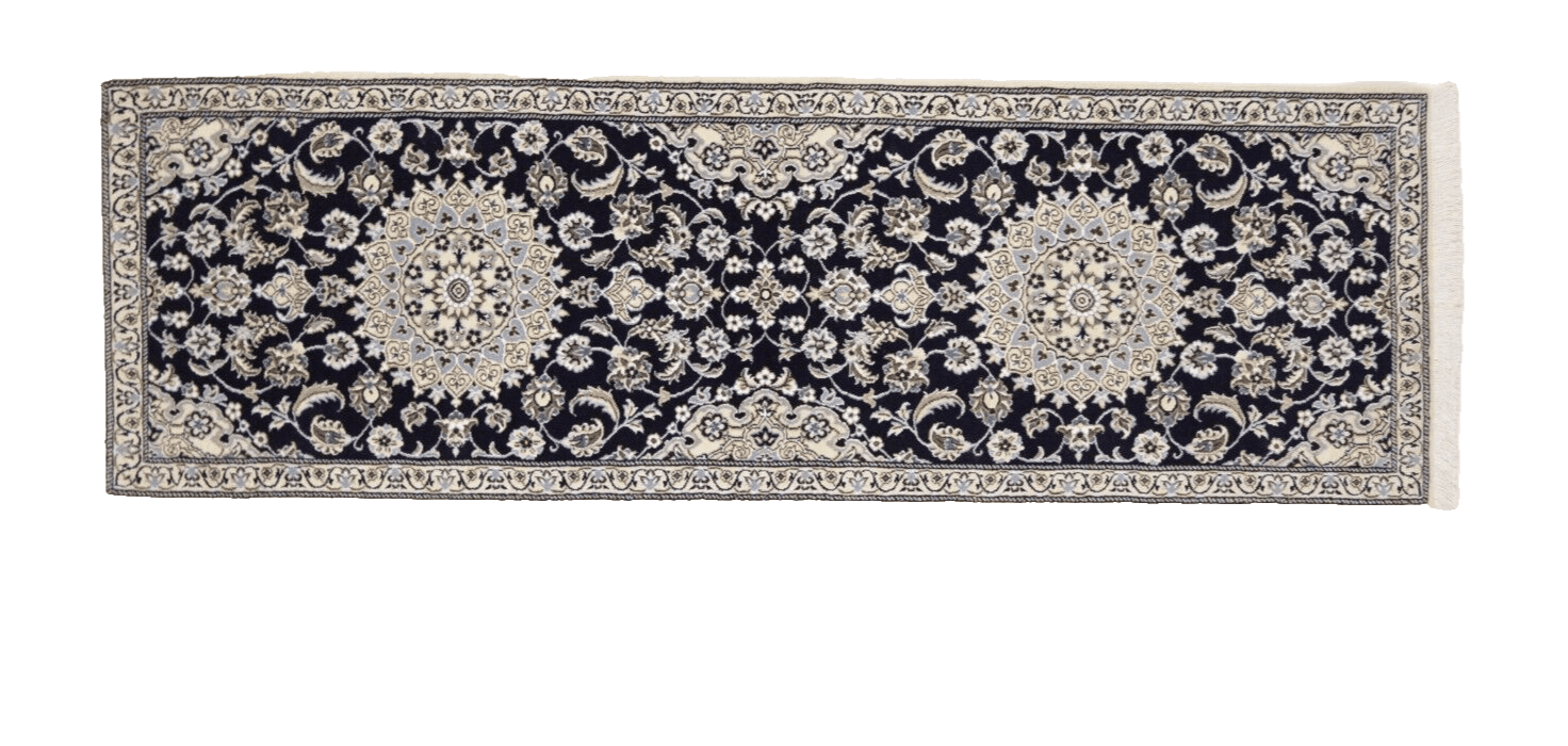 Wunderschöner Perserteppich Nain 9 La (195 x 62 cm) – ca. 500.000 Knoten/m², 80% Schurwolle & 20% Seide, handgeknüpft Läufer