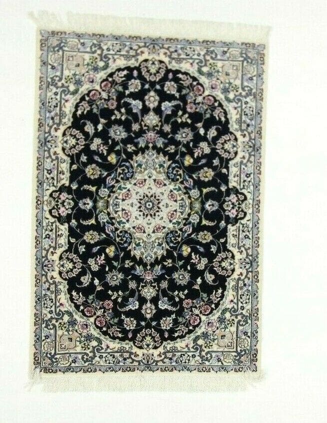 Wunderschöner Perserteppich Super Nain 6 La - 135 x 90 cm, 1000 Knoten/m², 80% Korkwolle & 20% Naturseide, Handgeknüpft