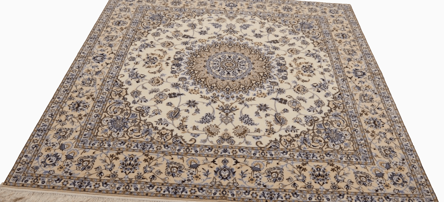 **Wunderschöner Perserteppich Super Nain 6 La - 204 x 206 cm, ca. 1000 Knoten/m², 80% Korkwolle & 20% Naturseide, Handgeknüpft**