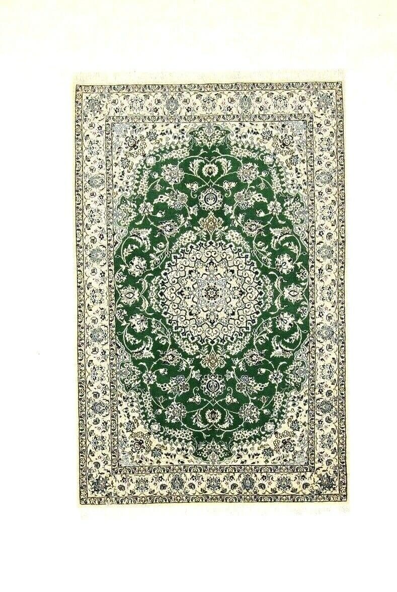 Wunderschöner Perserteppich Super Nain 9 la – 202 x 133 cm, ca. 500.000 Knoten/m², 90% Schurwolle & 10% Seide, Top Zustand, handgeknüpft