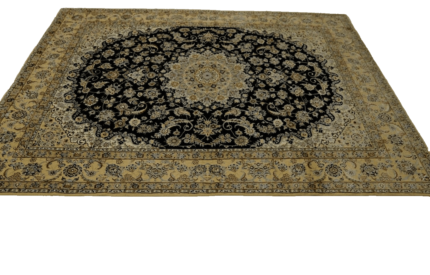 Wunderschöner Perserteppich Super Nain 9 la (350 x 254 cm) mit 500.000 Knoten/m², 90% Schurwolle und 10% Seide, sehr gut erhalten, handgeknüpft, Perserteppich