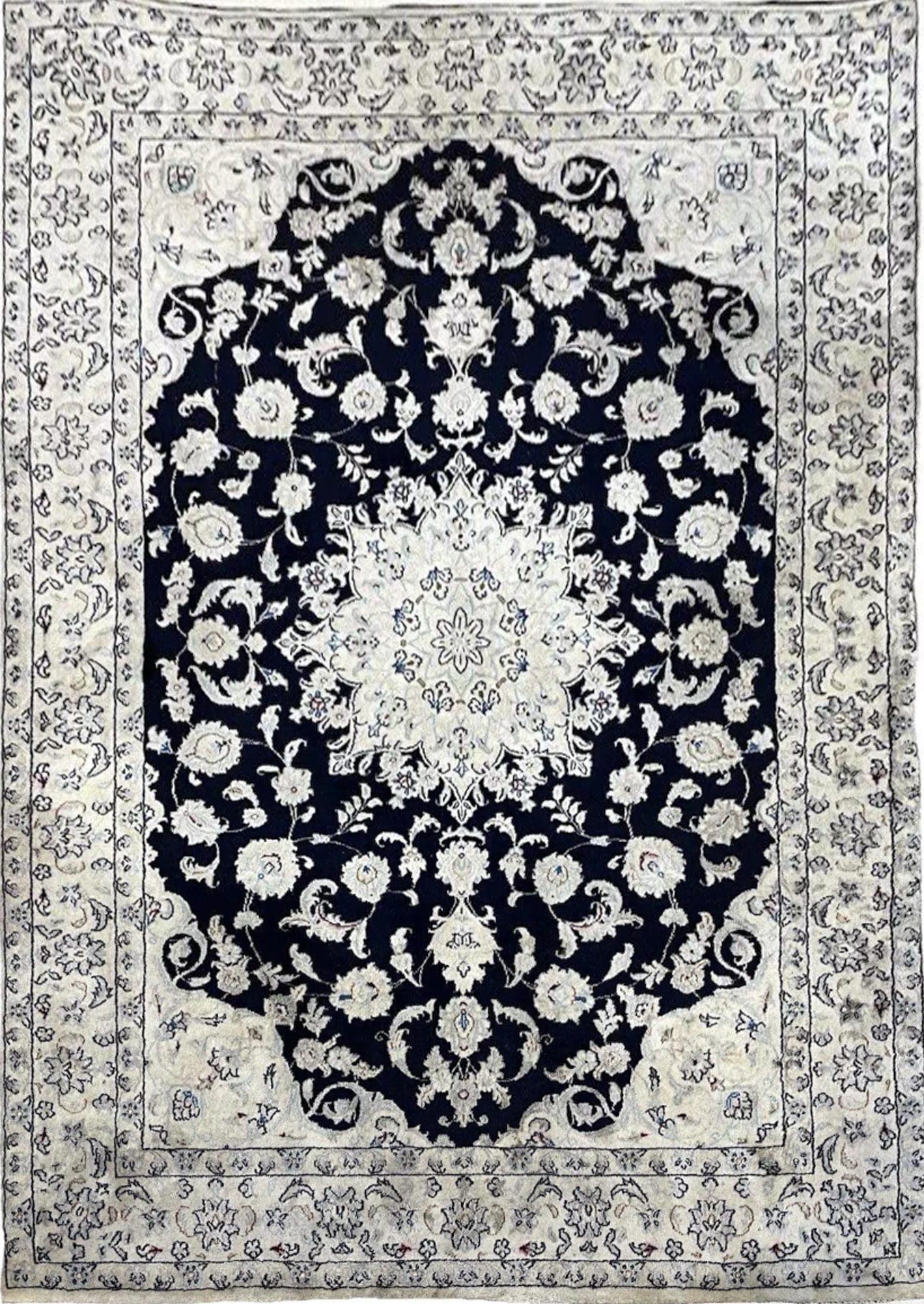 Feiner Perserteppich Naini 210x143 cm - 9LA, Exklusiv mit Seide, handgeknüpft, Perserteppich