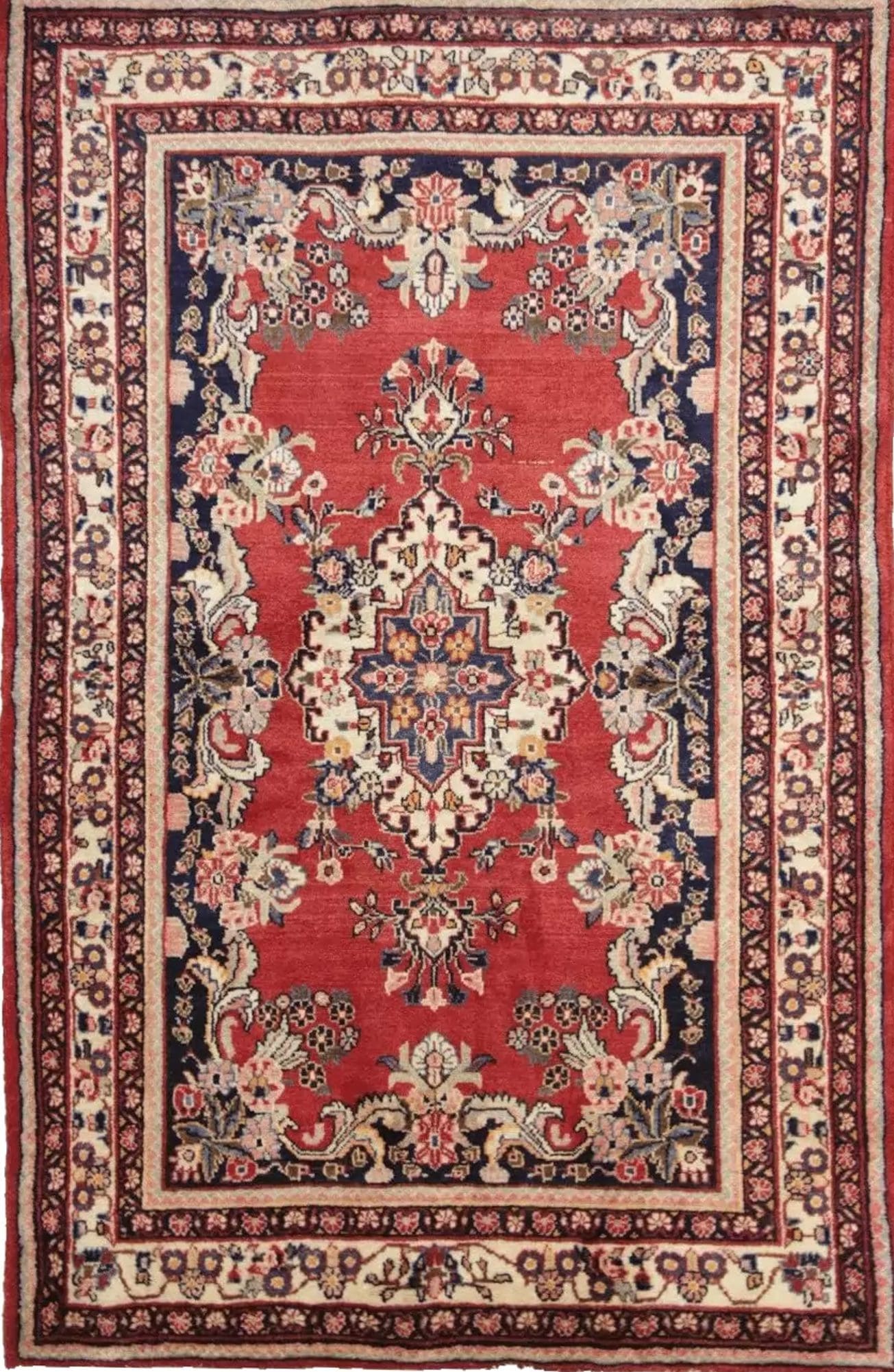H1 Orientteppich Hamadan 195 x 135 cm, ca. 200.000 Knoten/m², 100% Schurwolle, handgeknüpft, Perserteppich