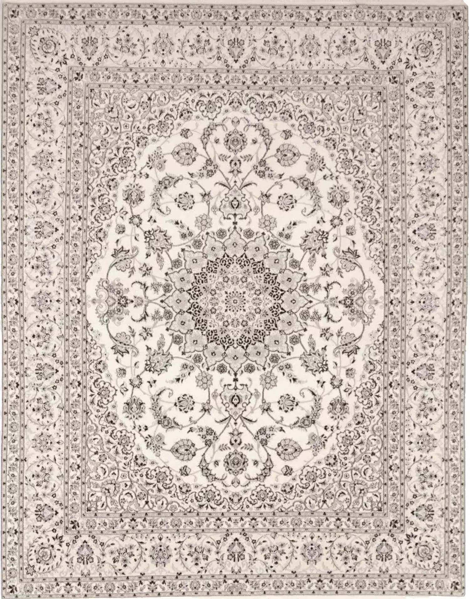 Super Nain 9 La Perserteppich 246 x 158 cm, ca. 500.000 Knoten/m², Naturwolle und Seide, Top Zustand, handgeknüpft h1