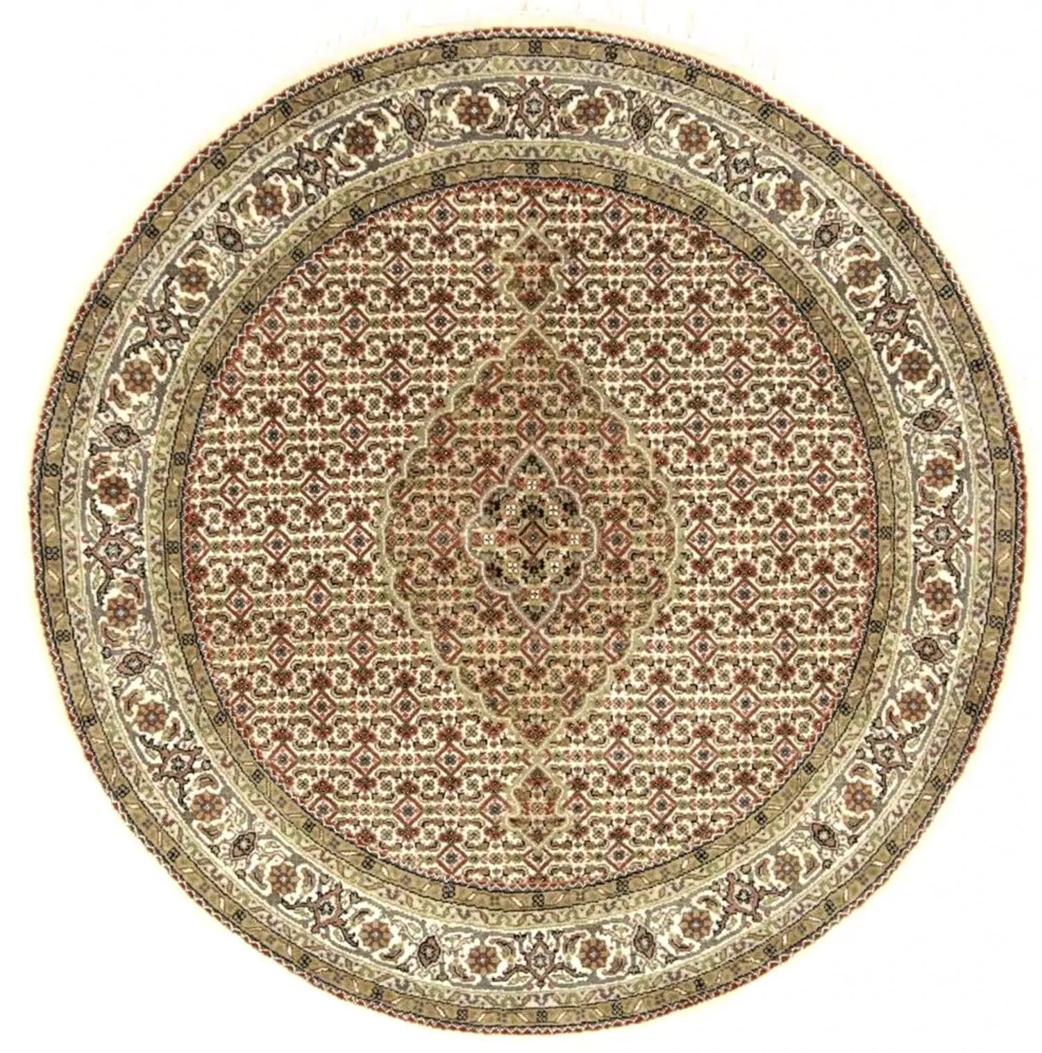 Wunderschöner Orientteppich Super Täbriz – 150 x 150 cm, ca. 300.000 Knoten/m², 90% Schurwolle & 10% Seide, handgeknüpft, Perserteppich