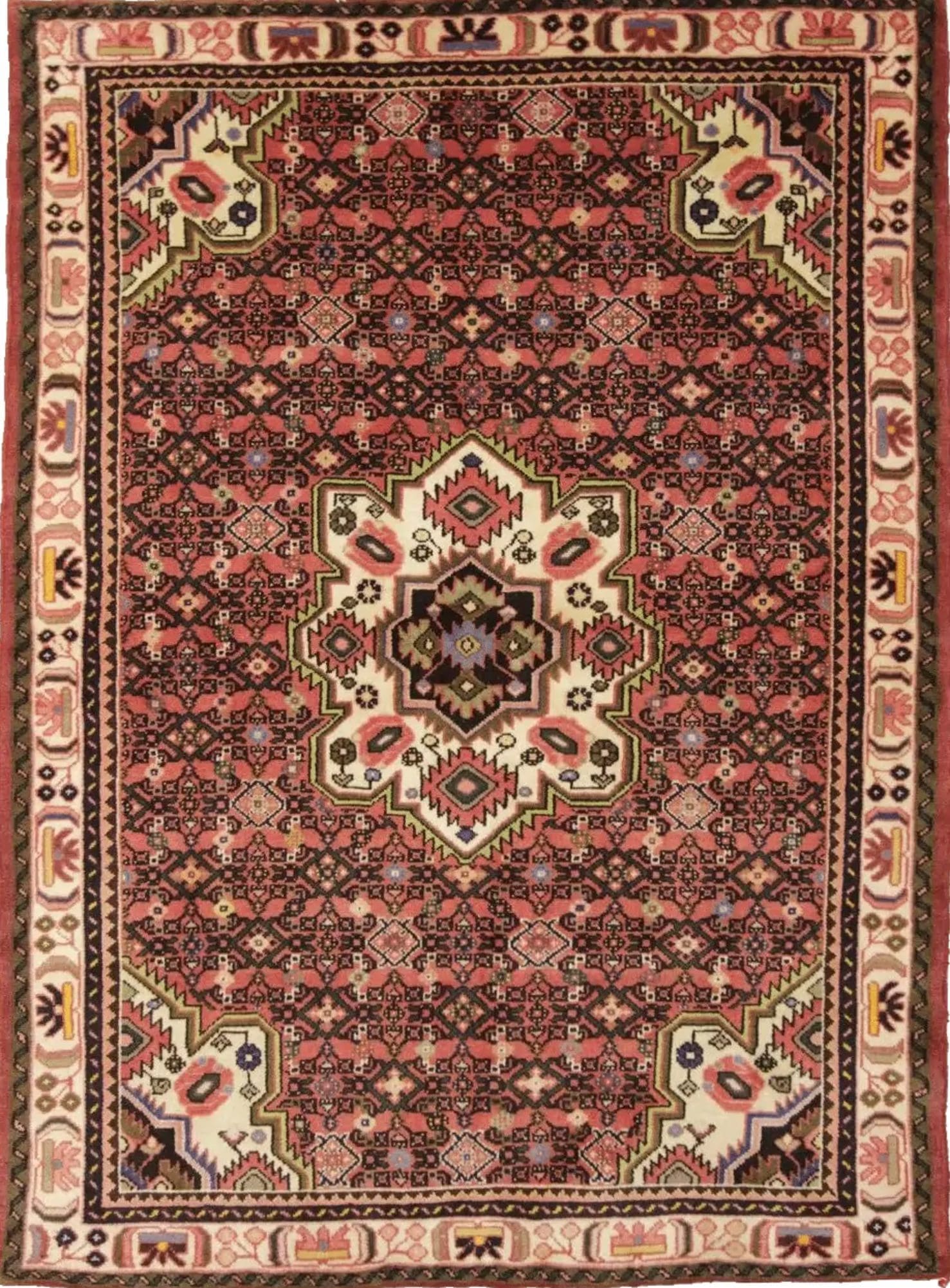 Wunderschöner Perserteppich Hamadan (Hosseinabad) 200 x 145 cm - 160.000 Knoten/m² - 100% Schurwolle - handgeknüpft