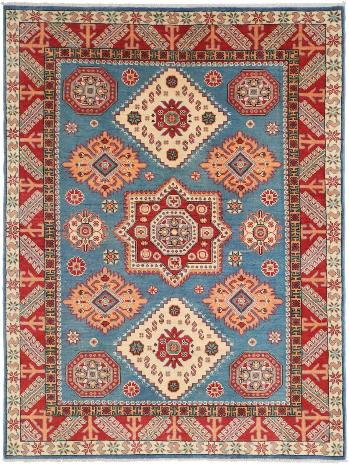Kazak Diyar 197x148 cm, 160.000 Knoten, Echte Wolle, handgeknüpft, Perserteppich H!