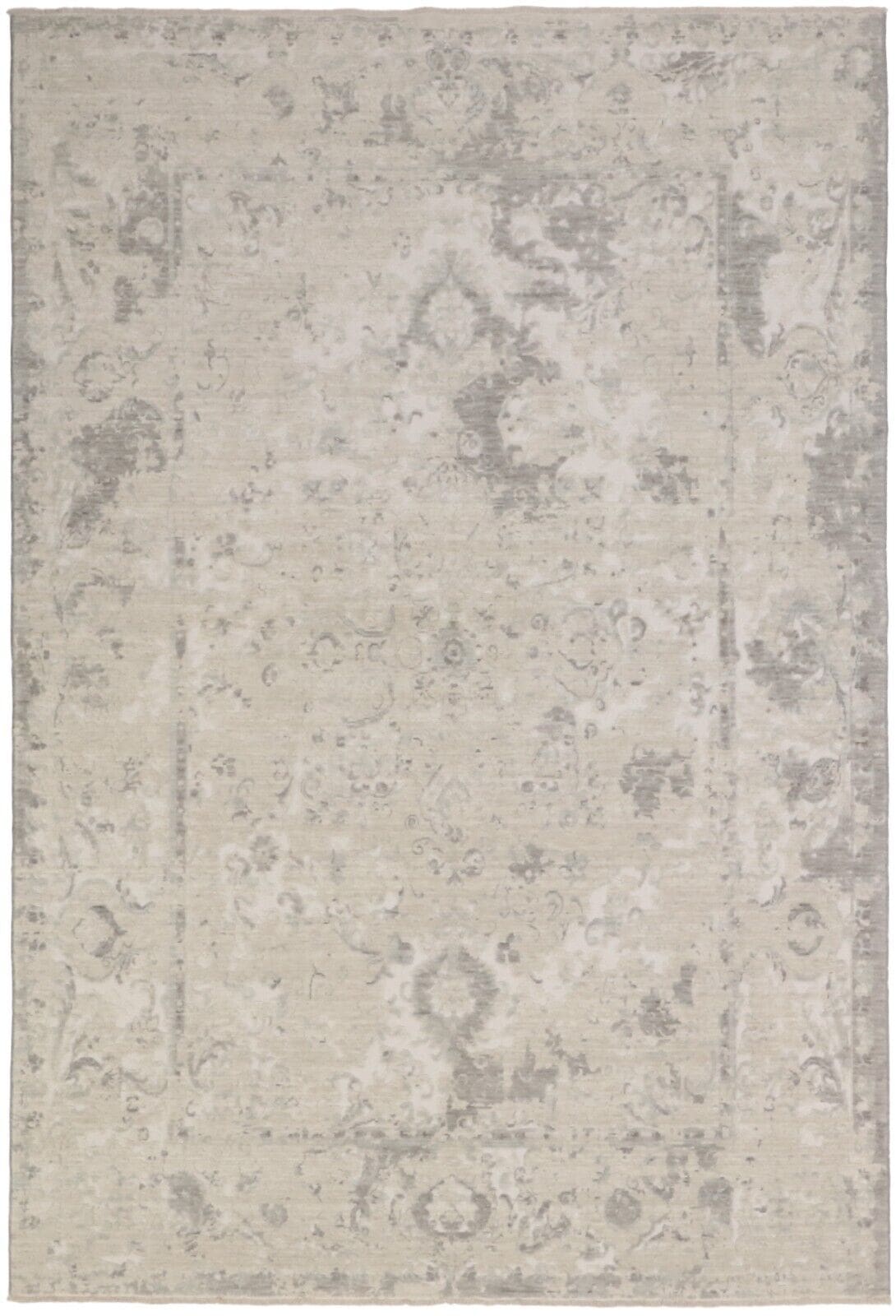 Moderner Beige Perserteppich 197x290 cm, Echte Wolle, handgeknüpft