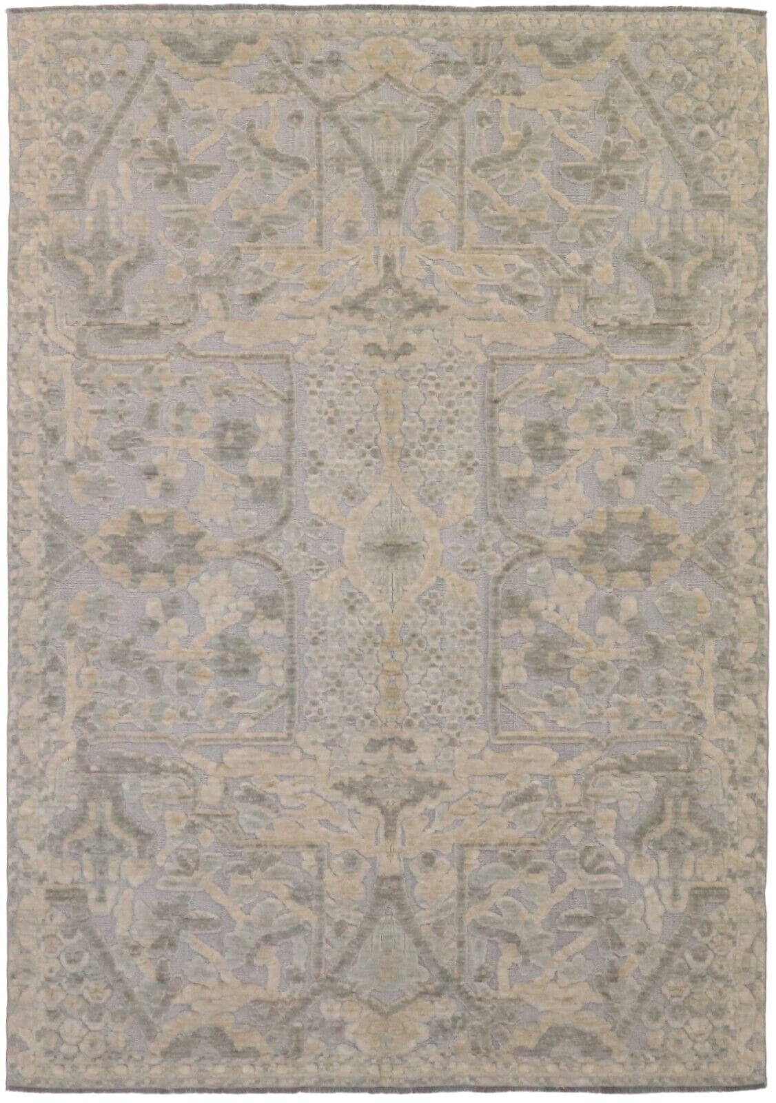 Moderner Perserteppich 180x255 cm aus Wolle, Beige, handgeknüpft