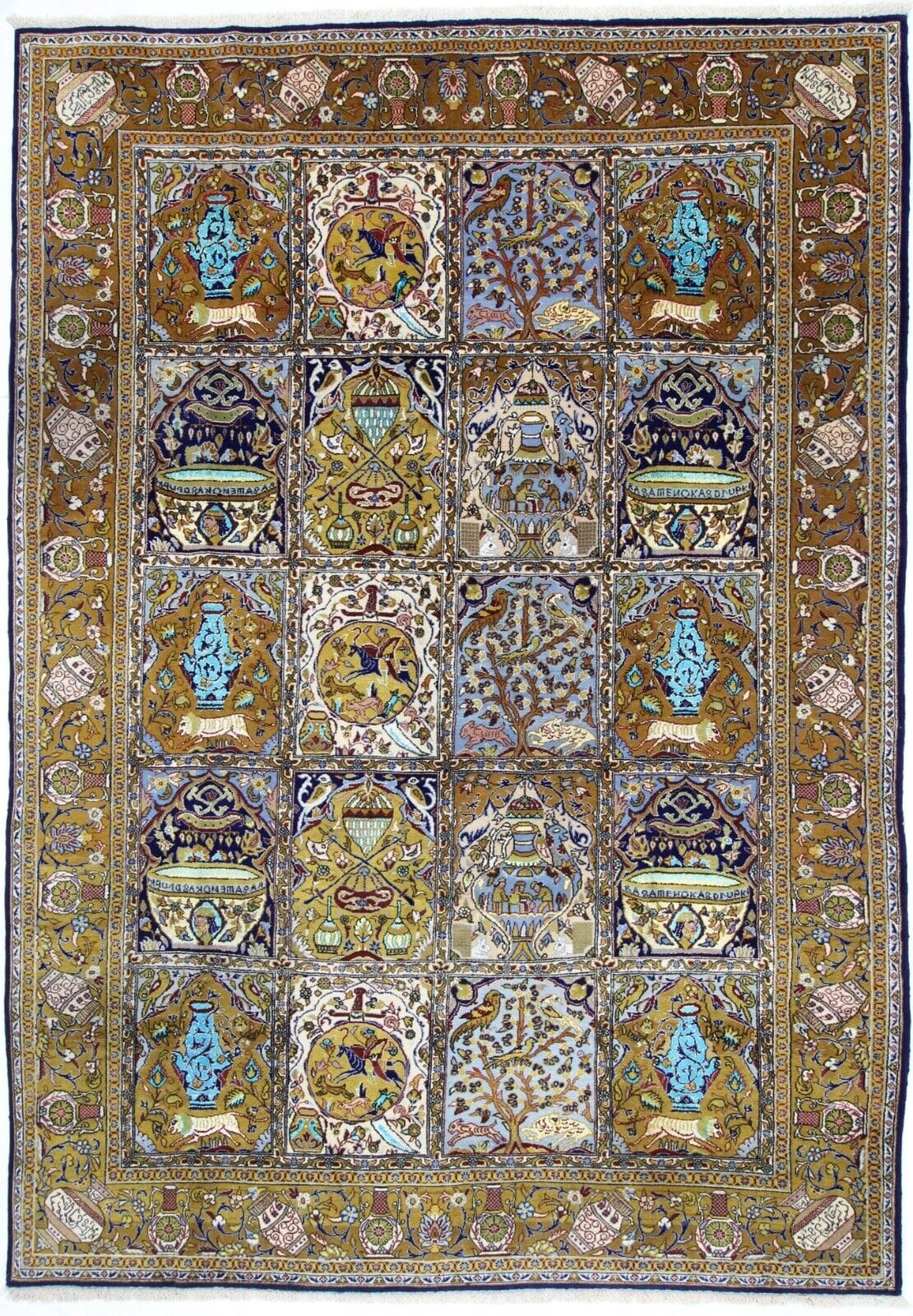 Original Perserteppich Ghom Alt 305x220 cm, Seide, handgeknüpft