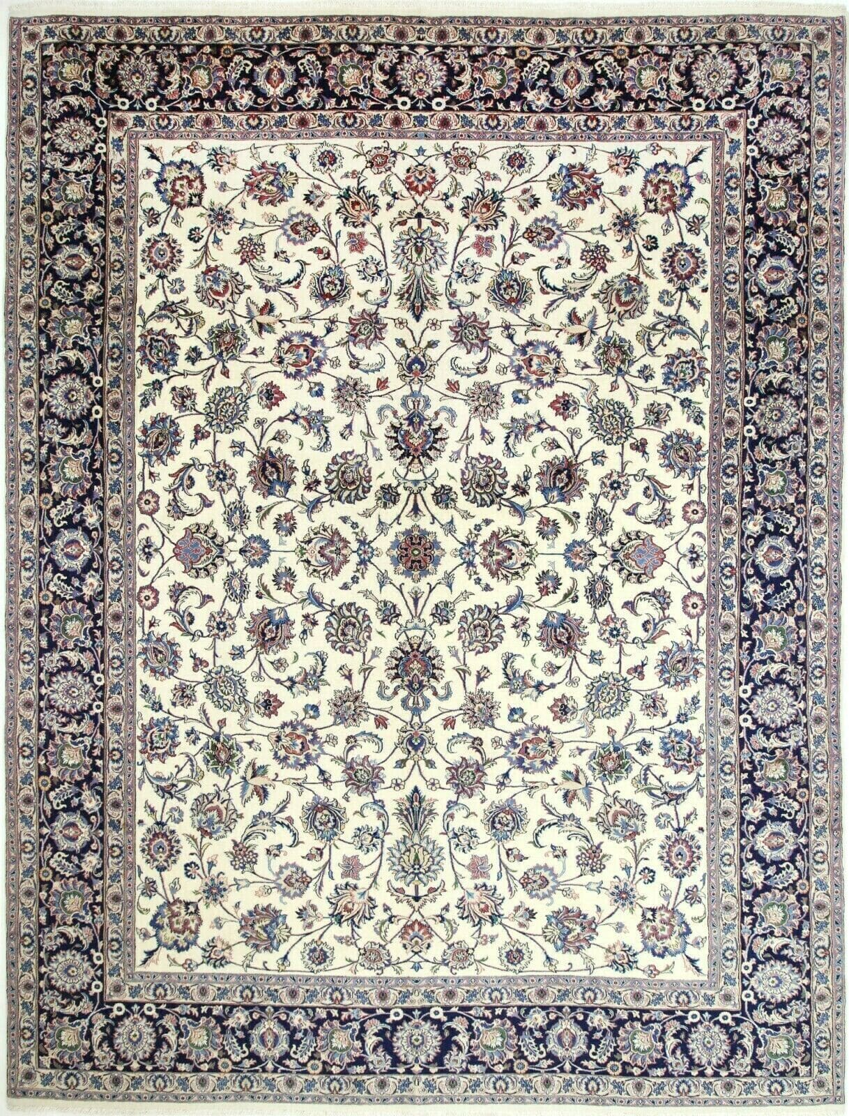 Original Perserteppich Mashad 399x293 cm Beige, top Zustand, handgeknüpft