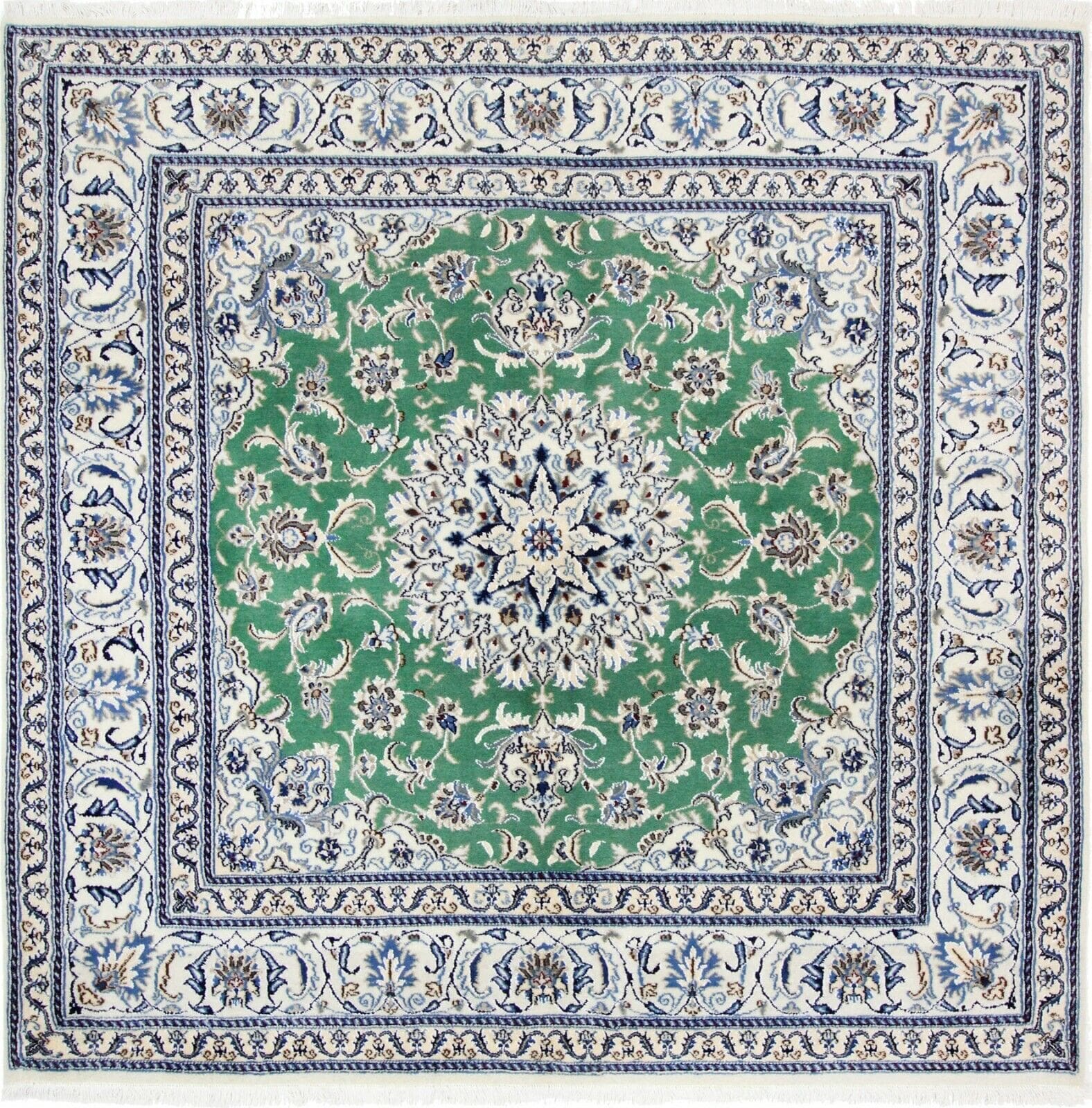 Original Perserteppich Nain 194x196 cm, Top Zustand, handgeknüpft H1