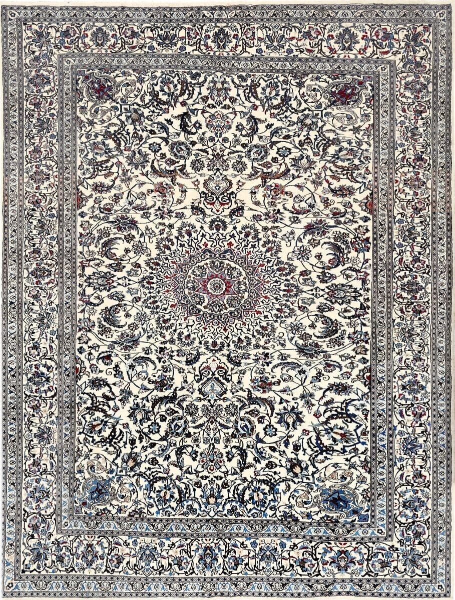 Original Perserteppich Nain 9 La 390x297 cm Seide, handgeknüpft