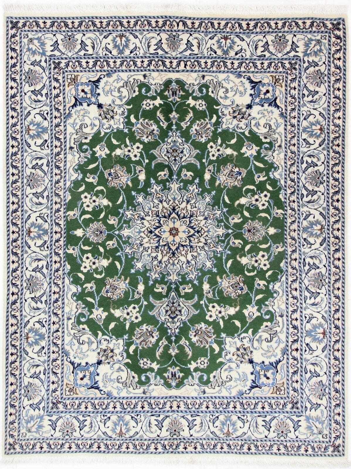 Original Perserteppich Nain Kashmari 197x150 cm, handgeknüpft, Top Zustand H1