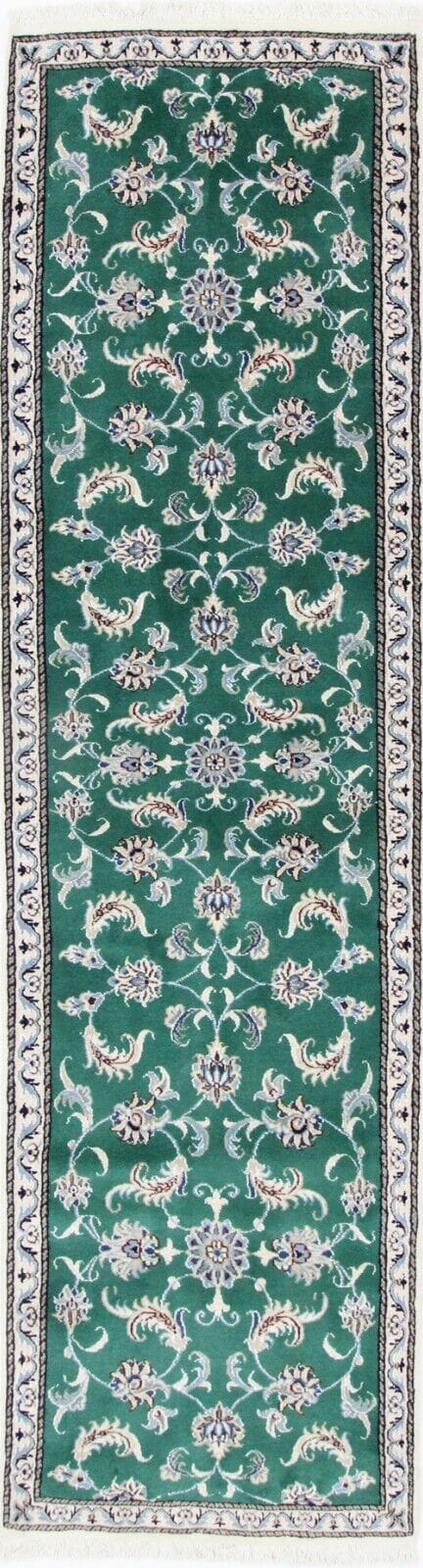 Original Perserteppich Nain Kashmari 294x79 cm, handgeknüpft Läufer