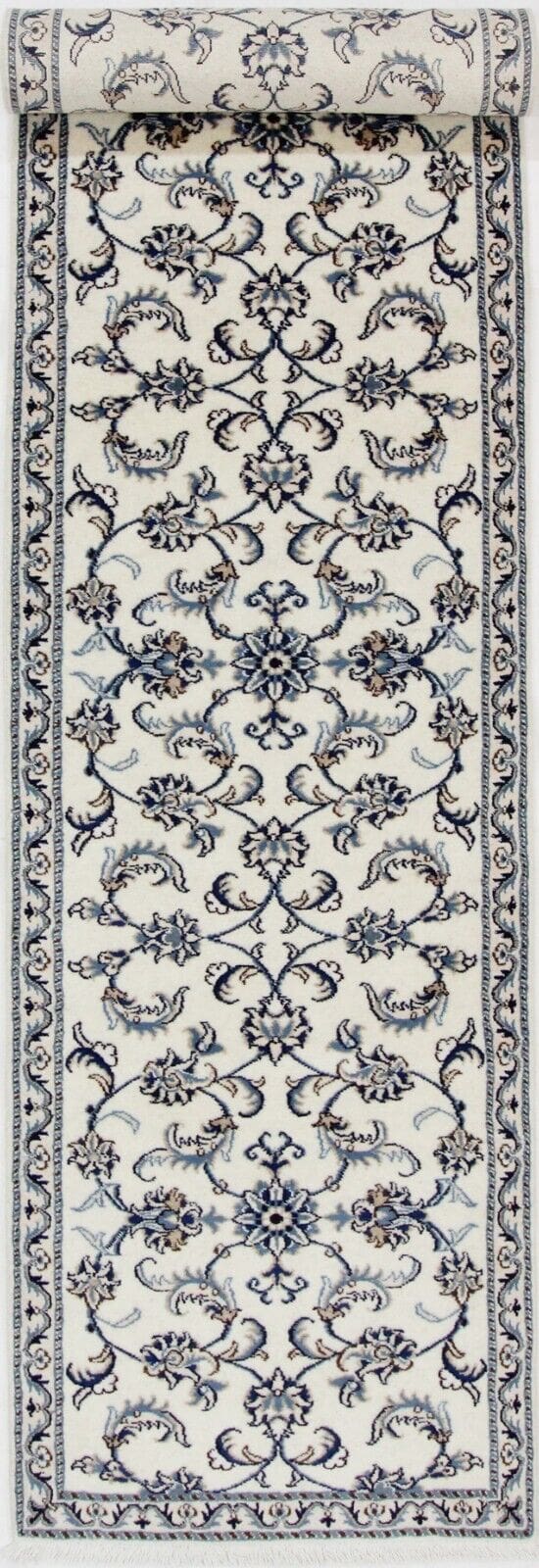 Original Perserteppich Nain Kashmari 383x78 cm, handgeknüpft Läufer