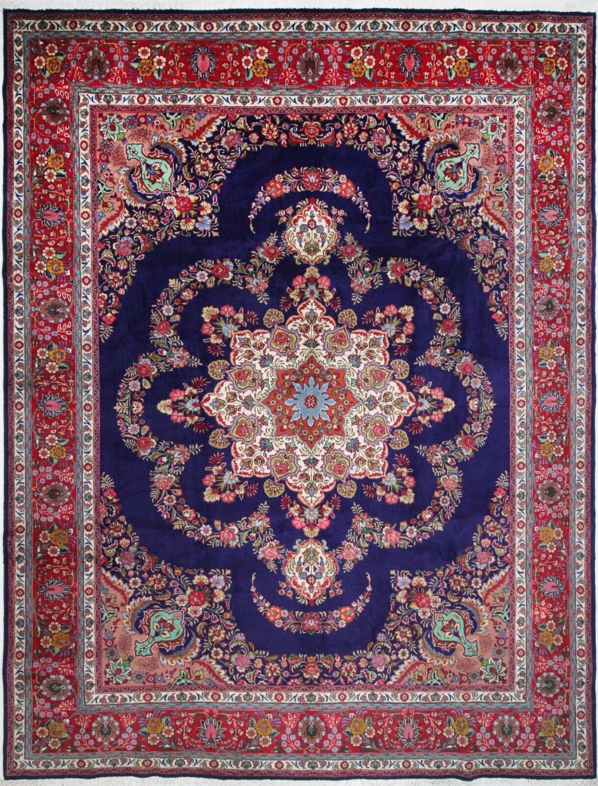 Original Perserteppich Täbriz 390 x 303 cm, handgeknüpft, Wollteppich