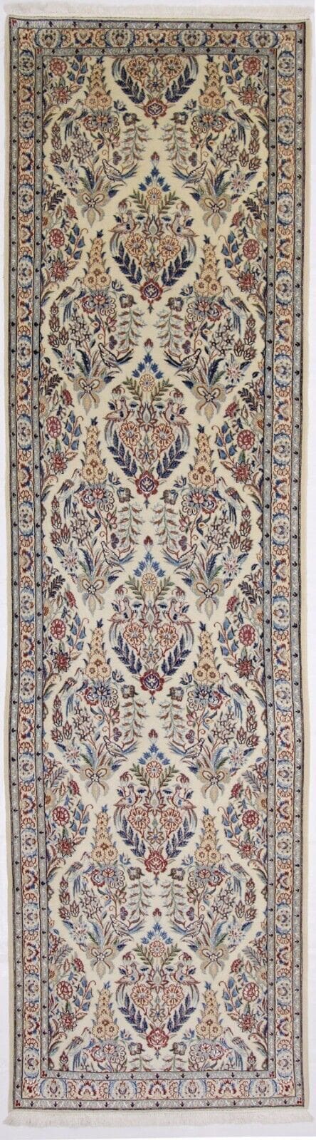 Perserteppich 350x85 cm Nain 9La Seide, handgeknüpft, Orientteppich Läufer