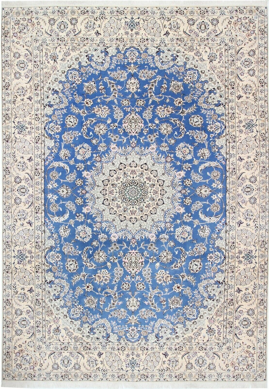 Perserteppich 356x252 cm Nain 9La, Seide, handgeknüpft, Orientteppich