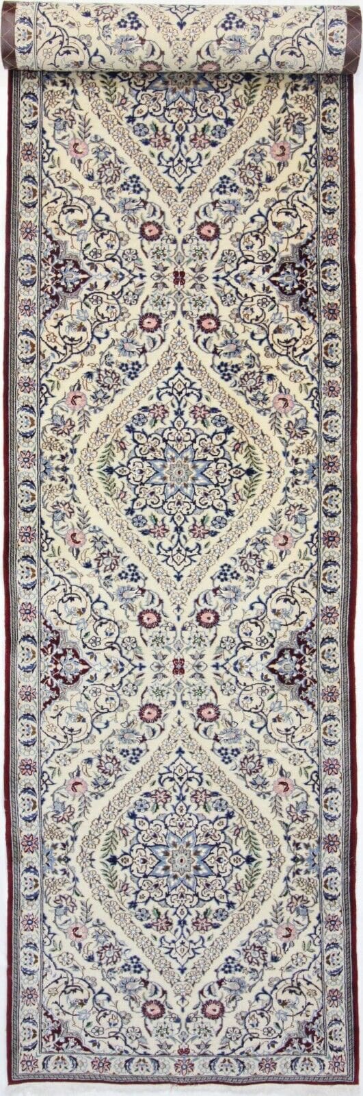 Perserteppich 450x90 cm Nain 9La mit Seide, handgeknüpft