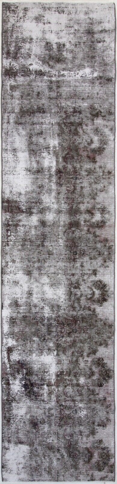 Vintage Perserteppich Braun 333x76 cm, handgeknüpft Läufer