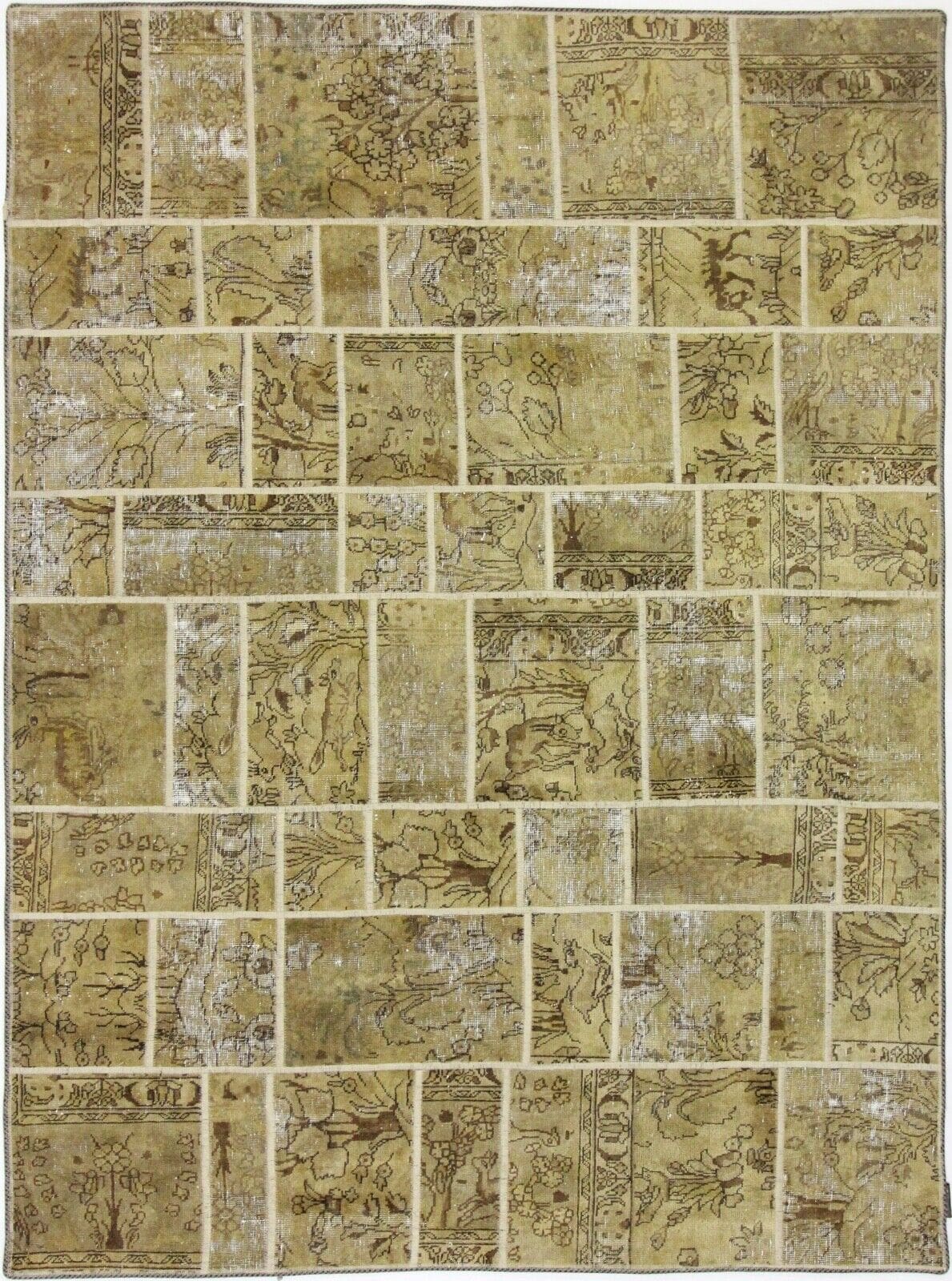 Vintage Stonwash Patchwork Perserteppich 240x178 cm - handgeknüpft