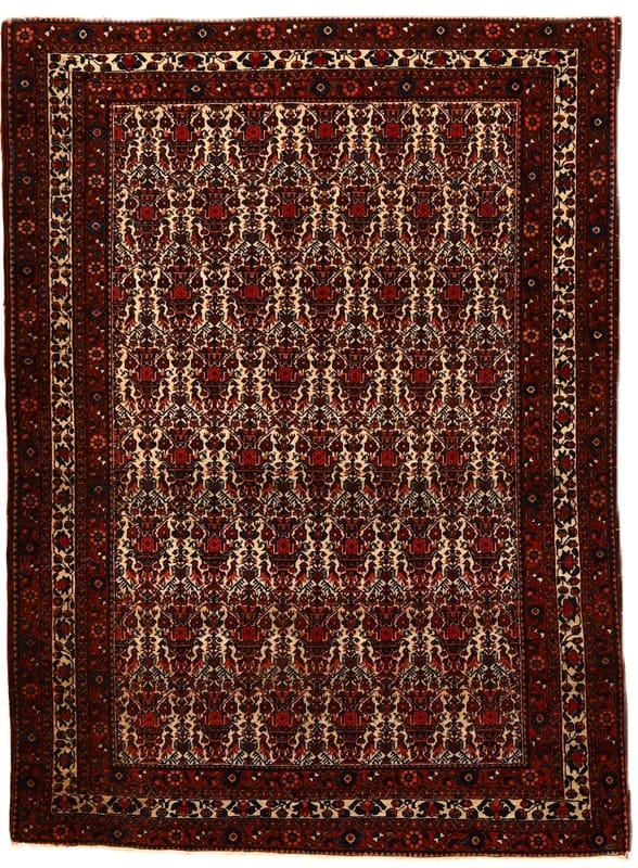 Abadeh Orientteppich 202x131 cm – Antik Rot Creme, handgeknüpft