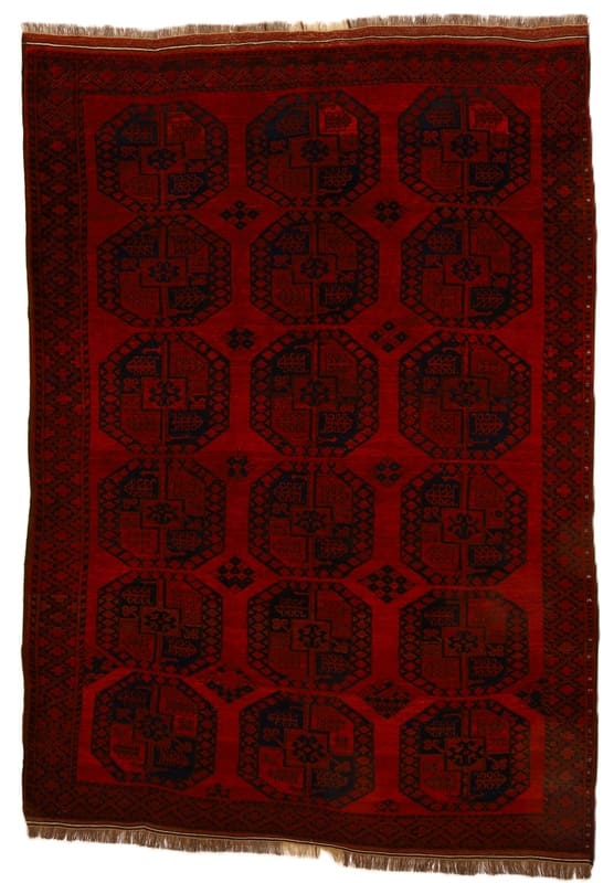 Afghanischer Orientteppich 299x216 cm, antikes Design, handgeknüpft