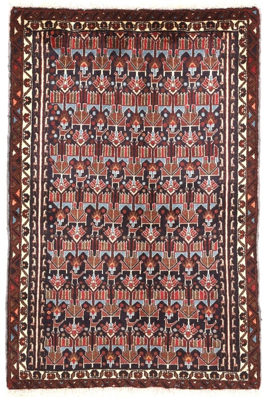 Afshar Teppich 124x91 cm, traditionelles Design, handgeknüpft