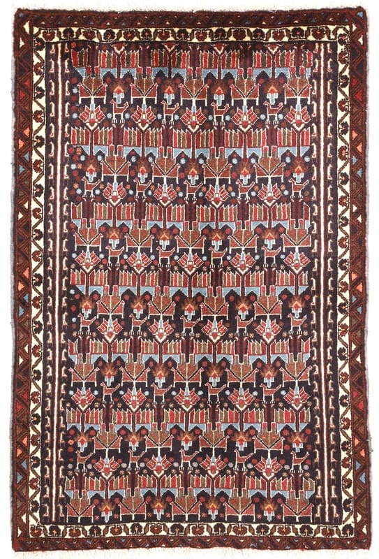 Afshar Teppich 124x91 cm, traditionelles Design, handgeknüpft