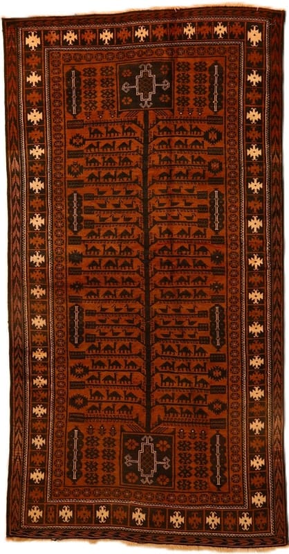 Antiker Belutsch Teppich 233x123 cm – Handgeknüpft, 60 Jahre alt