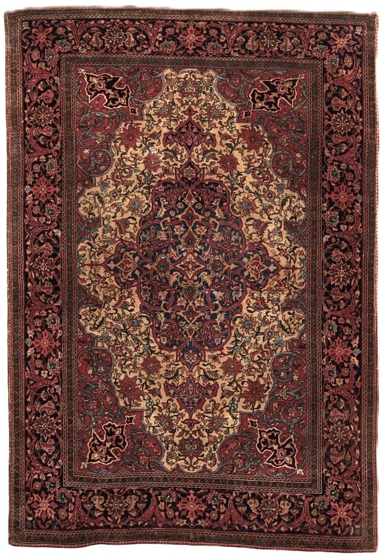 Antiker Isfahan Teppich 205x143 cm – 100 Jahre persische Kunst, handgeknüpft