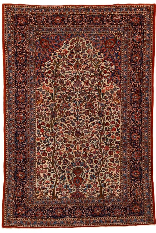 Antiker Kashan Teppich 345x231 cm – florale Muster, handgeknüpft