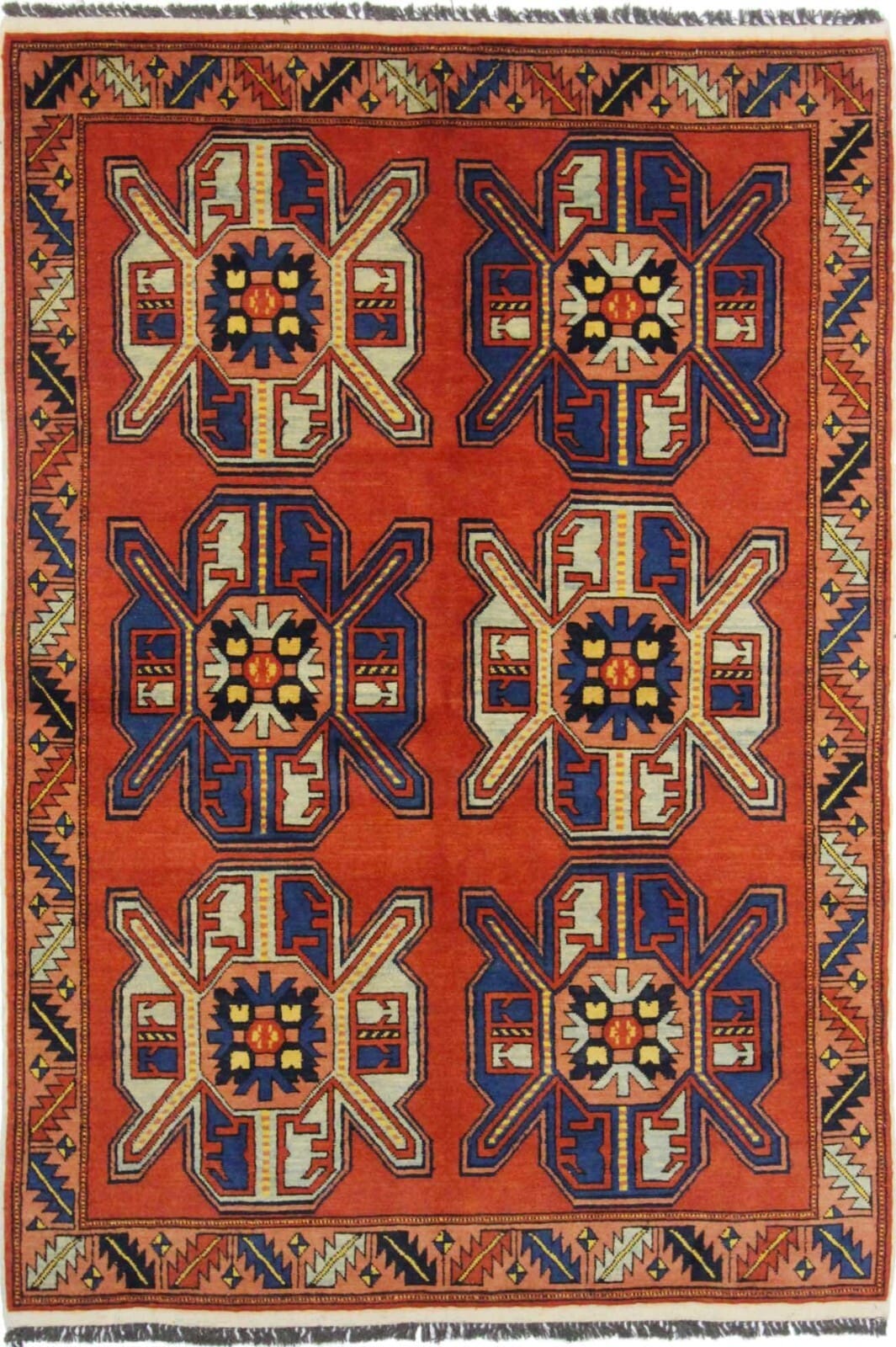 Antiker kaukasischer Shirvan Orientteppich 205x142 cm handgeknüpft