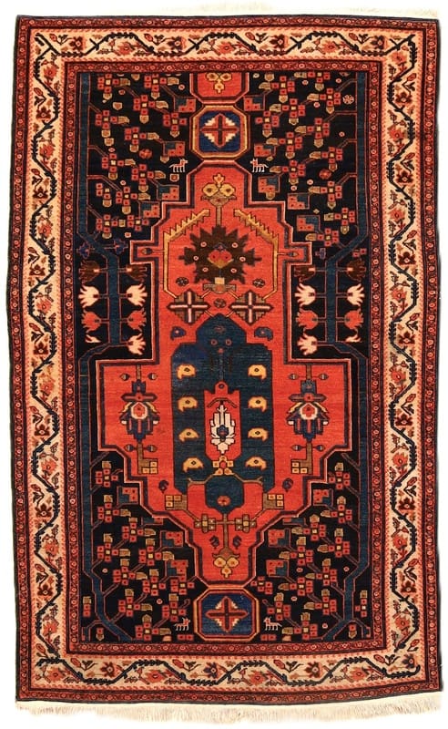 Antiker Malayer Orientteppich 203x127 cm – Handgeknüpft, Unikat
